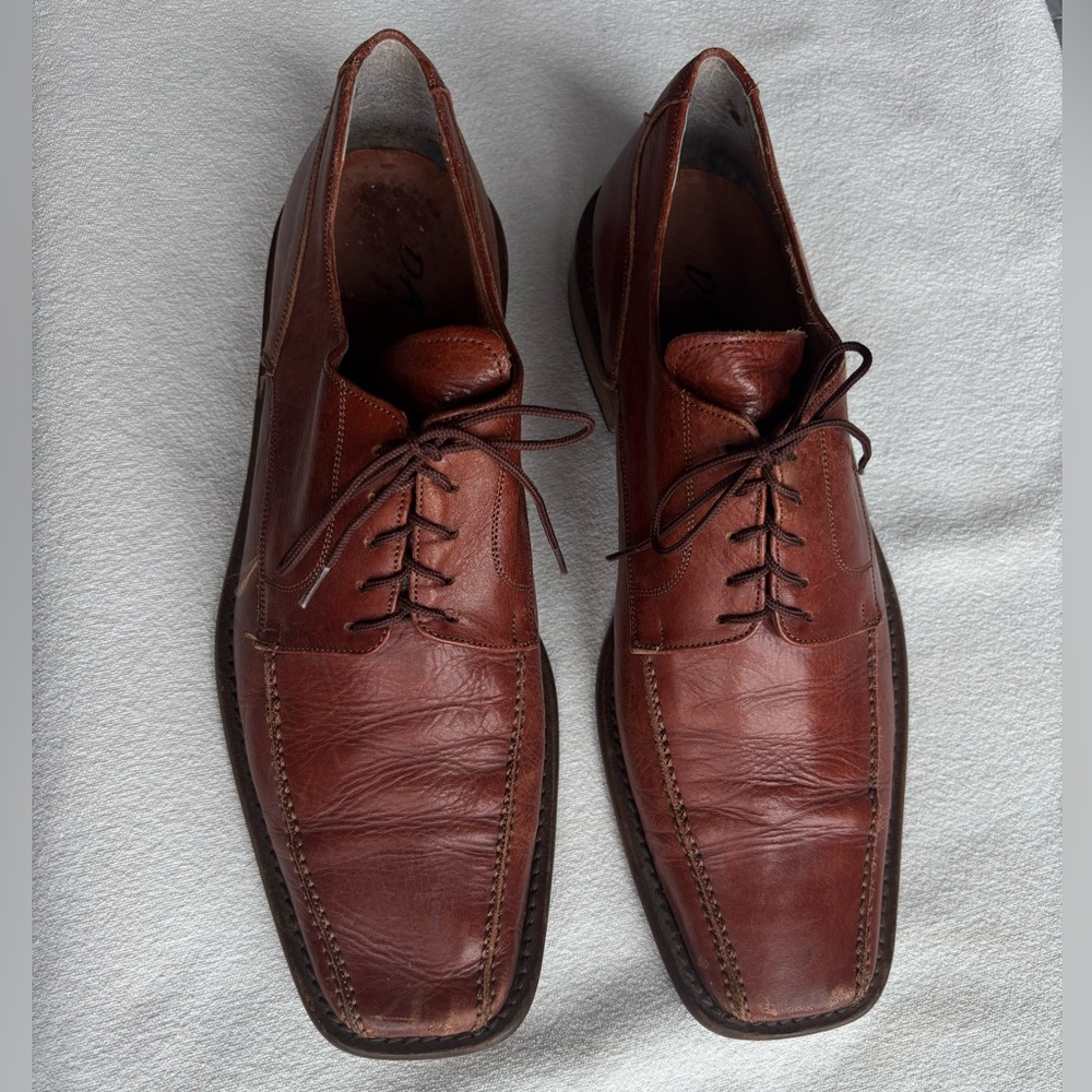 David Leather Men's Shoes, Cognac, Sz 43, Made in Italy